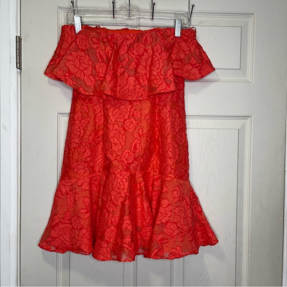 KEEPSAKE Red Radar Strapless Ruffle Mini Dress NWT Sz XS
